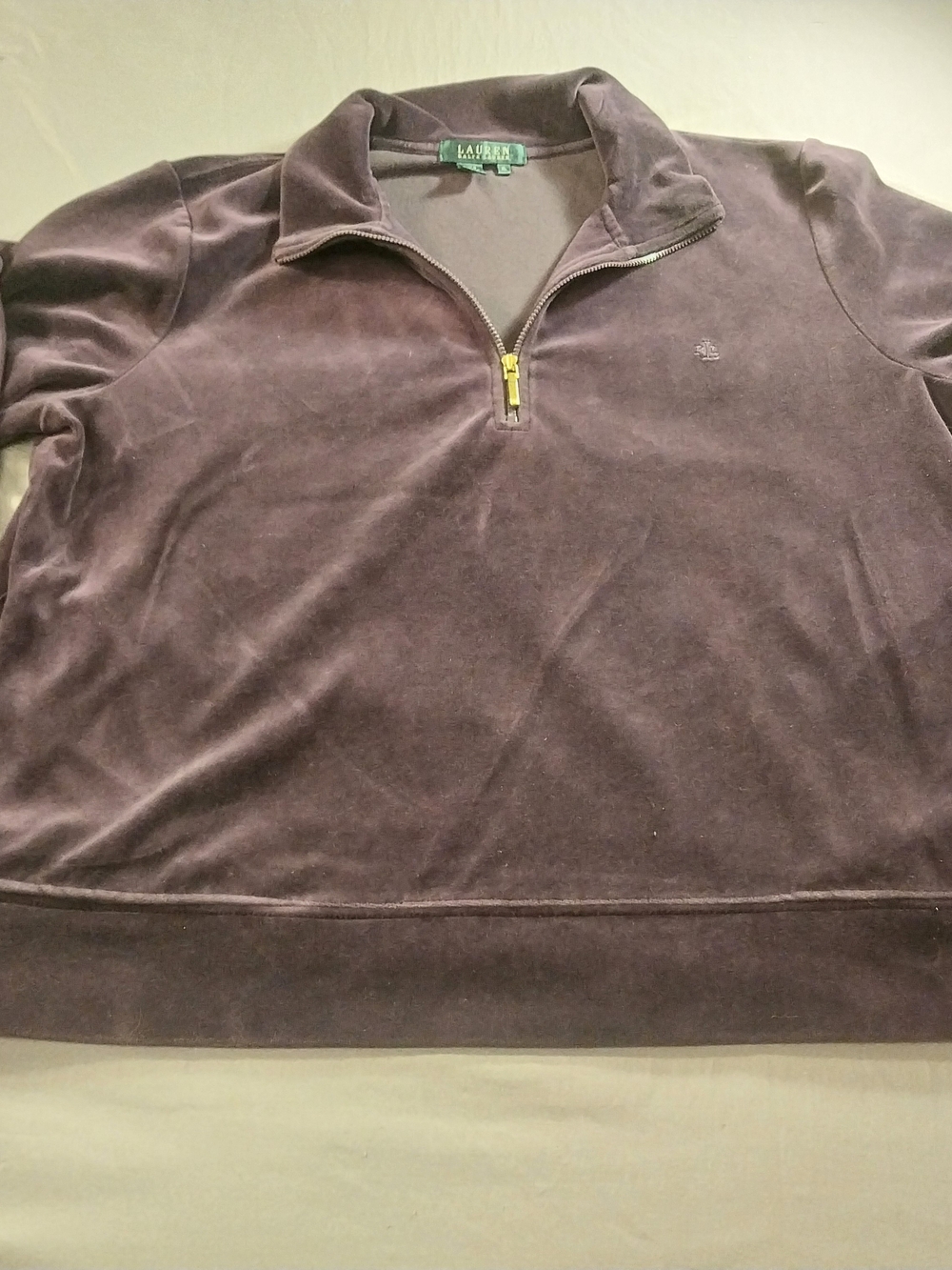 Lauren Ralph Lauren Men's Quarter-Zip Velour Sweater - Dark Purple # 305